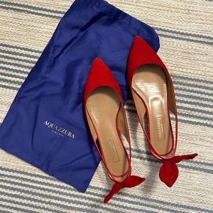 Aquazzura ballet flats. 36. Lipstick red suede.